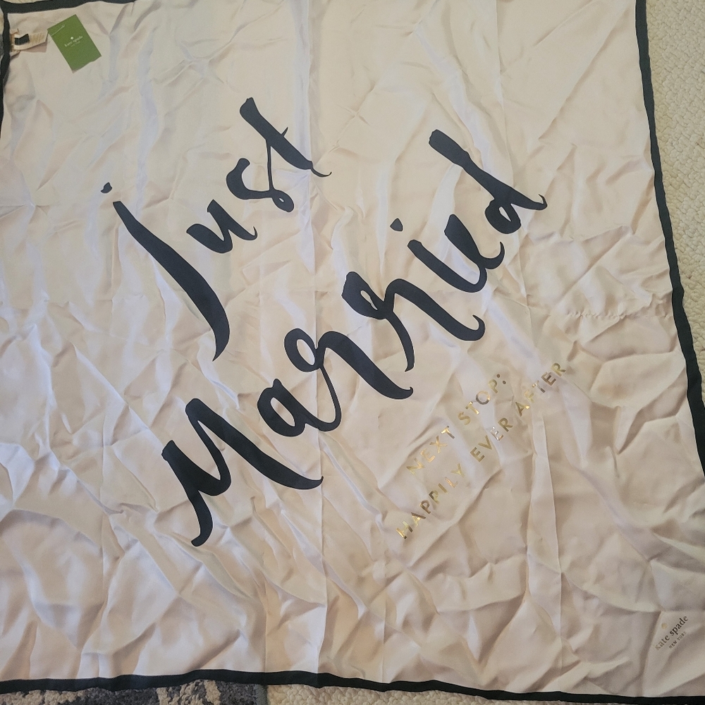 Kate Spade Black and Pale Pink Silk Bridal Scarf